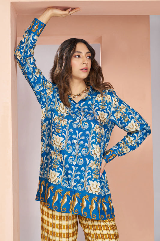 Blue Muslin Silk Cord Set-SS228_2_SareeButa.com