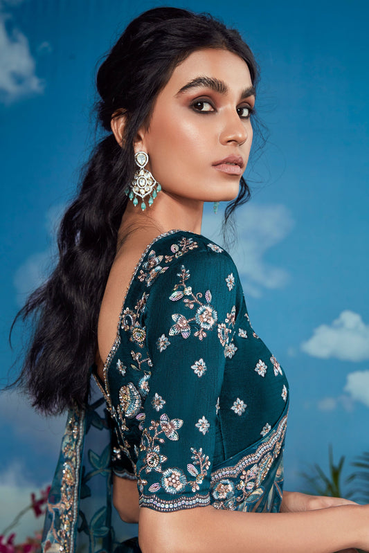 Blue Organza Brasso Saree-ZB132891_2_SareeButa.com