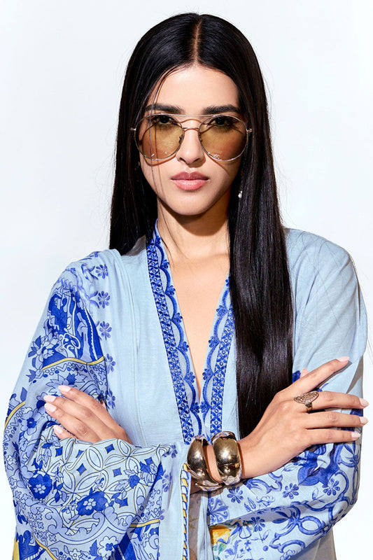 Blue Printed Linen Suit-SS276_2_SareeButa.com