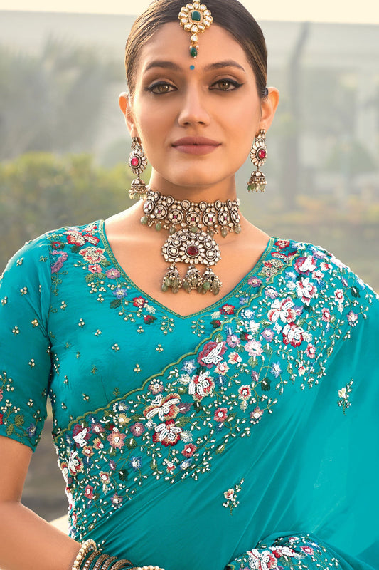 Blue Pure Crepe Heavy Work Saree-ZB134229_2_SareeButa.com