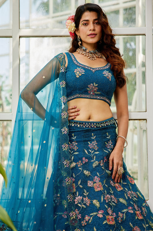 Blue Semi Stitched Embroidered Net Lehenga-LC186_2_SareeButa.com