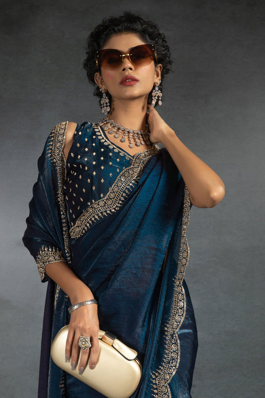 Blue Stone Work Satin Silk Saree-ZB134291_2_SareeButa.com