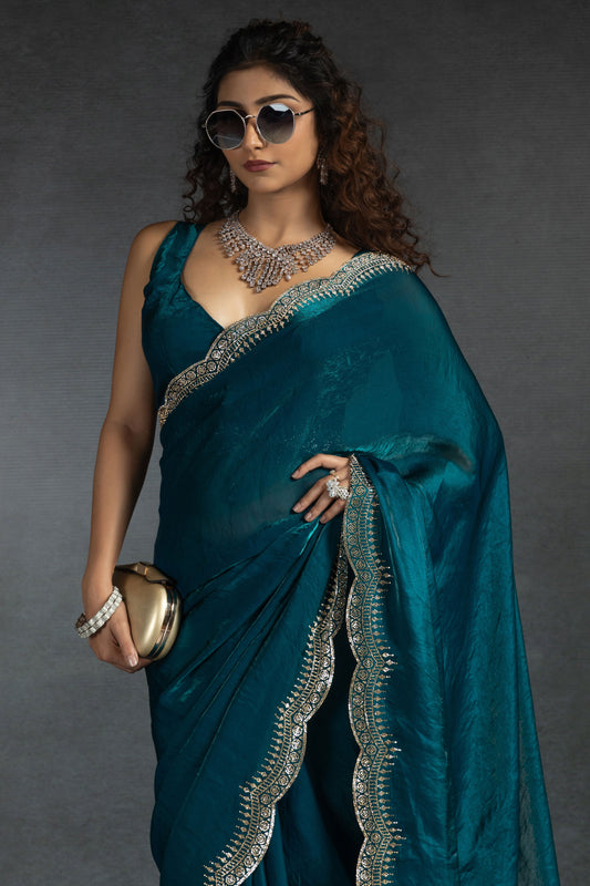 Blue Stone Work Satin Silk Saree-ZB134294_2_SareeButa.com