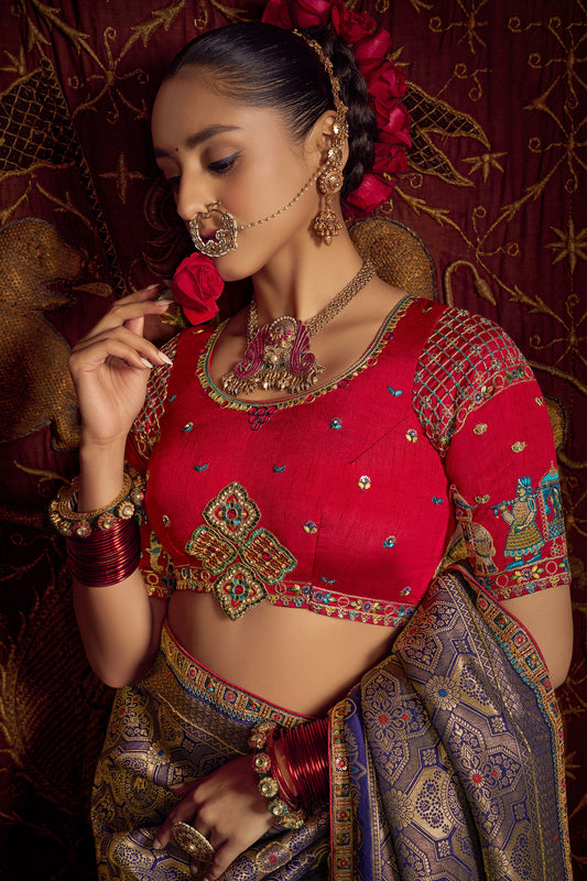 Blue Woven Pure Viscose Saree-ZB134050_2_SareeButa.com