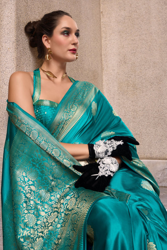 Blue Woven Satin Crepe Saree-ZB133071_2_SareeButa.com