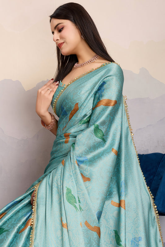 Blue Brocade Silk Saree-ZB134254_2_SareeButa.com
