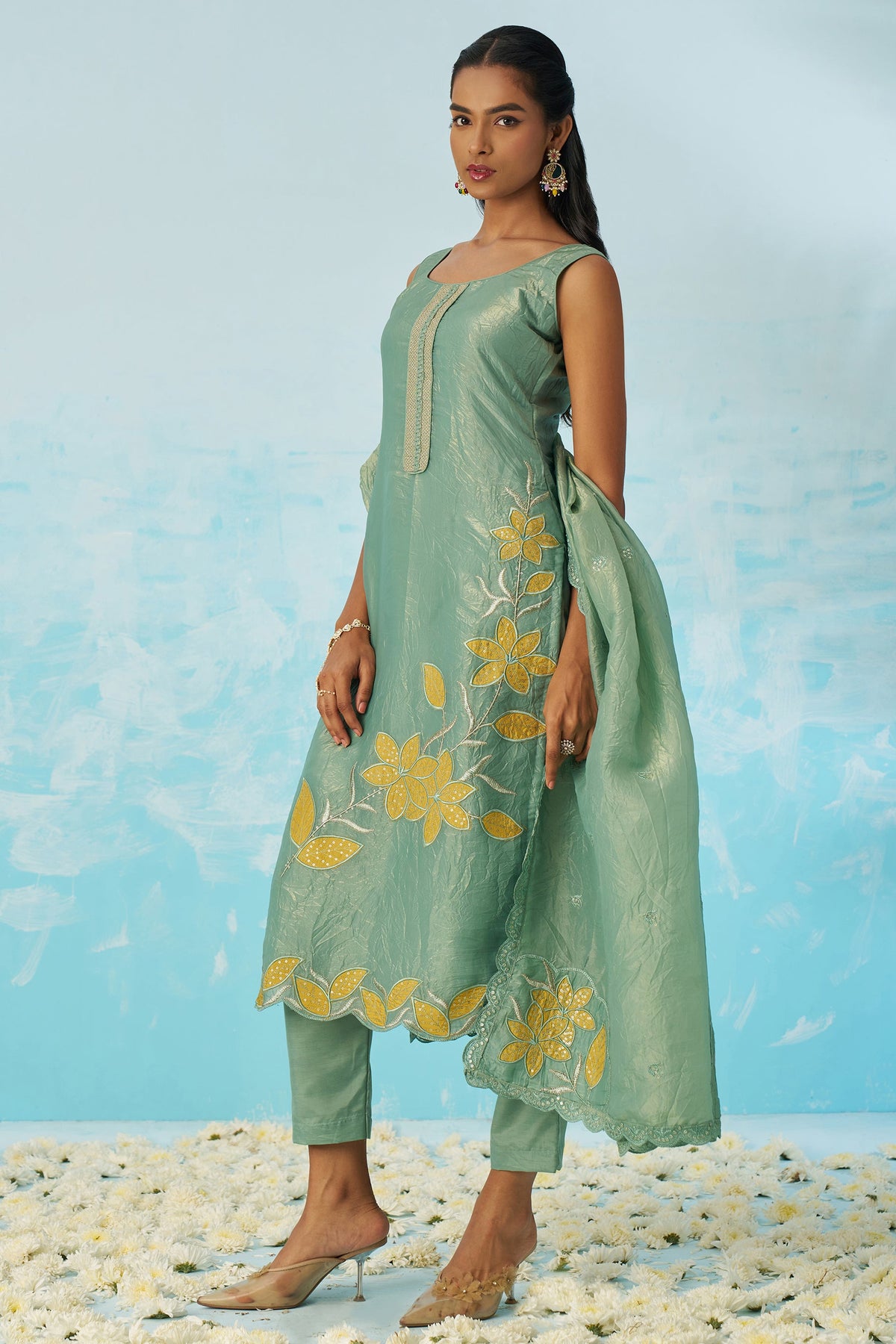 Blue Readymade Embroidered Crush Silk Suit-SS436_6_SareeButa.com