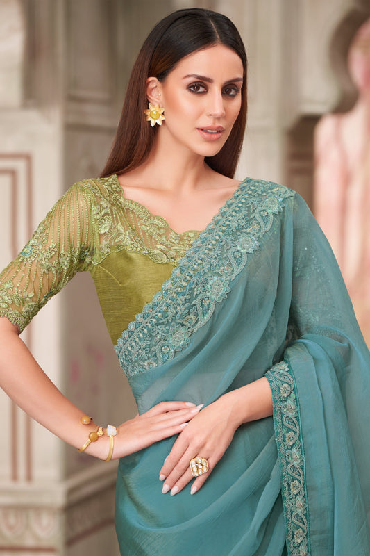 Blue Embroidered Georgette Silk Saree-ZB134557_2_SareeButa.com