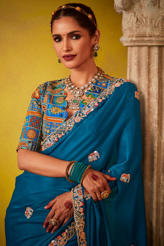 Blue Embroidered Glass Tissue Saree-ZB133815_2_SareeButa.com