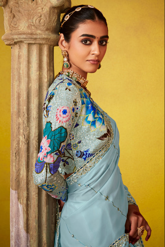 Blue Embroidered Glass Tissue Saree-ZB133820_2_SareeButa.com