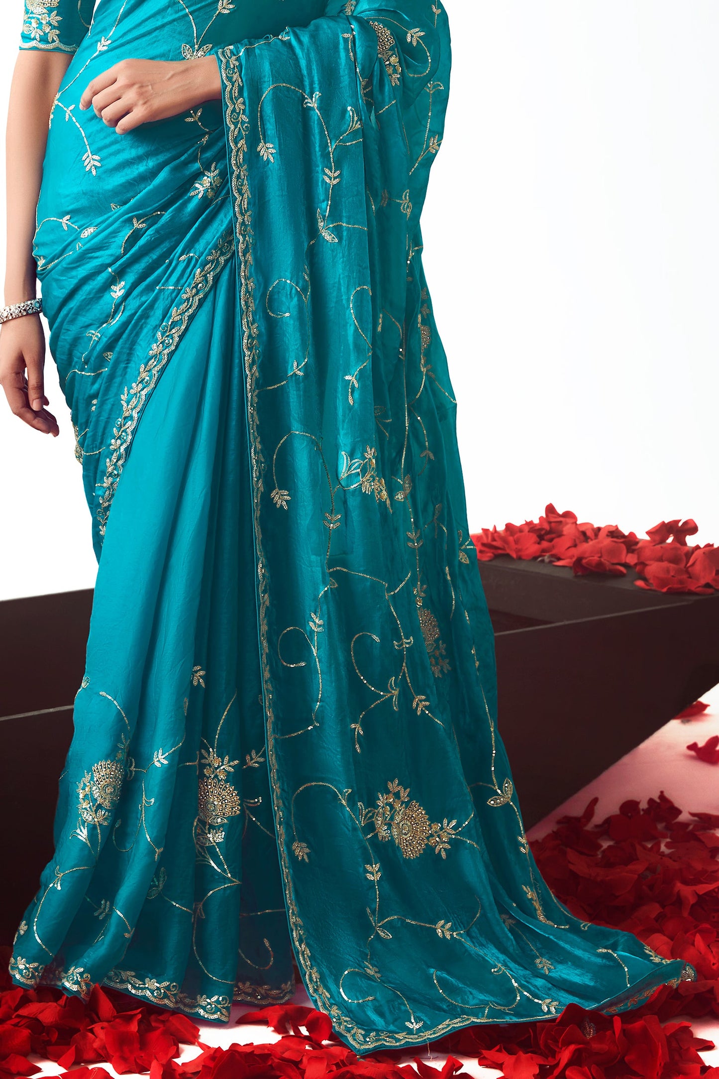 Blue Embroidered Organza Saree-ZB134776_5_SareeButa.com