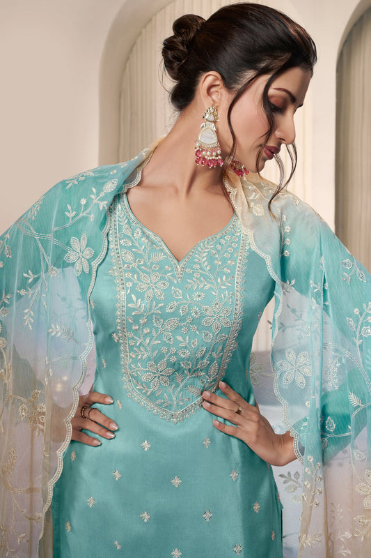 Blue Embroidered Silk Suit-SS633_2_SareeButa.com