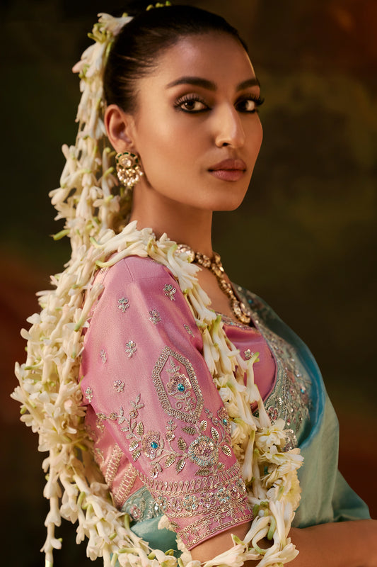Blue Embroidered Viscose Tissue Saree-SAR13250_2_SareeButa.com