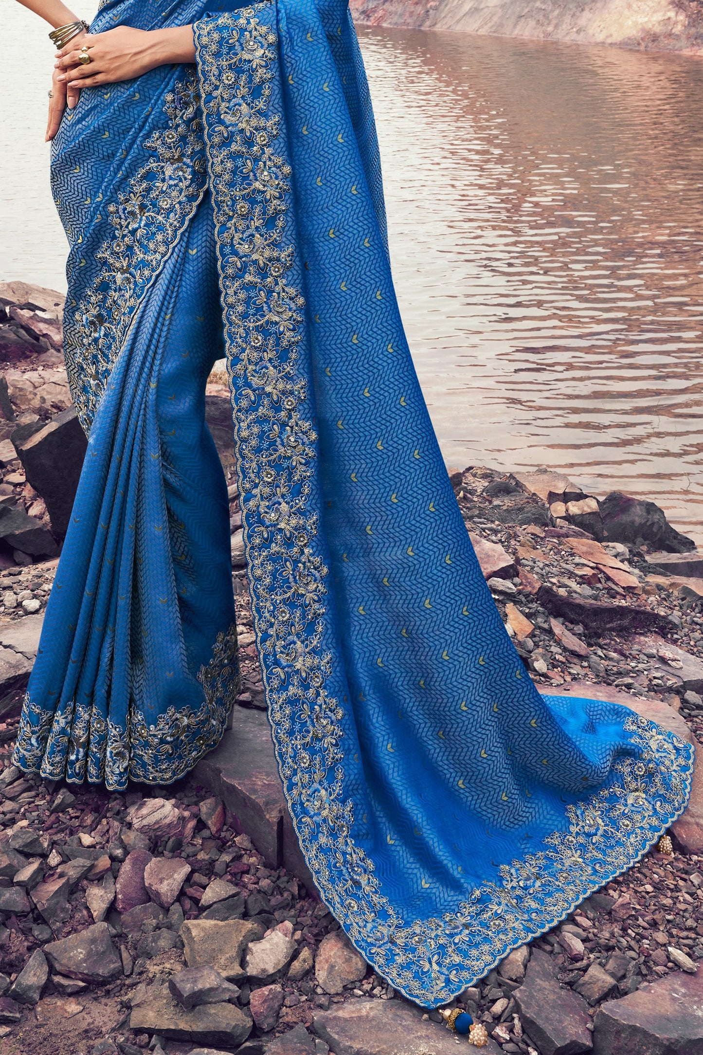 Blue Embroidered Woven Satin Silk Saree-SAR11004_5_SareeButa.com