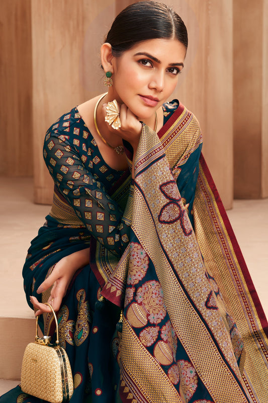 Blue Georgette Brasso Saree-ZB134510_2_SareeButa.com