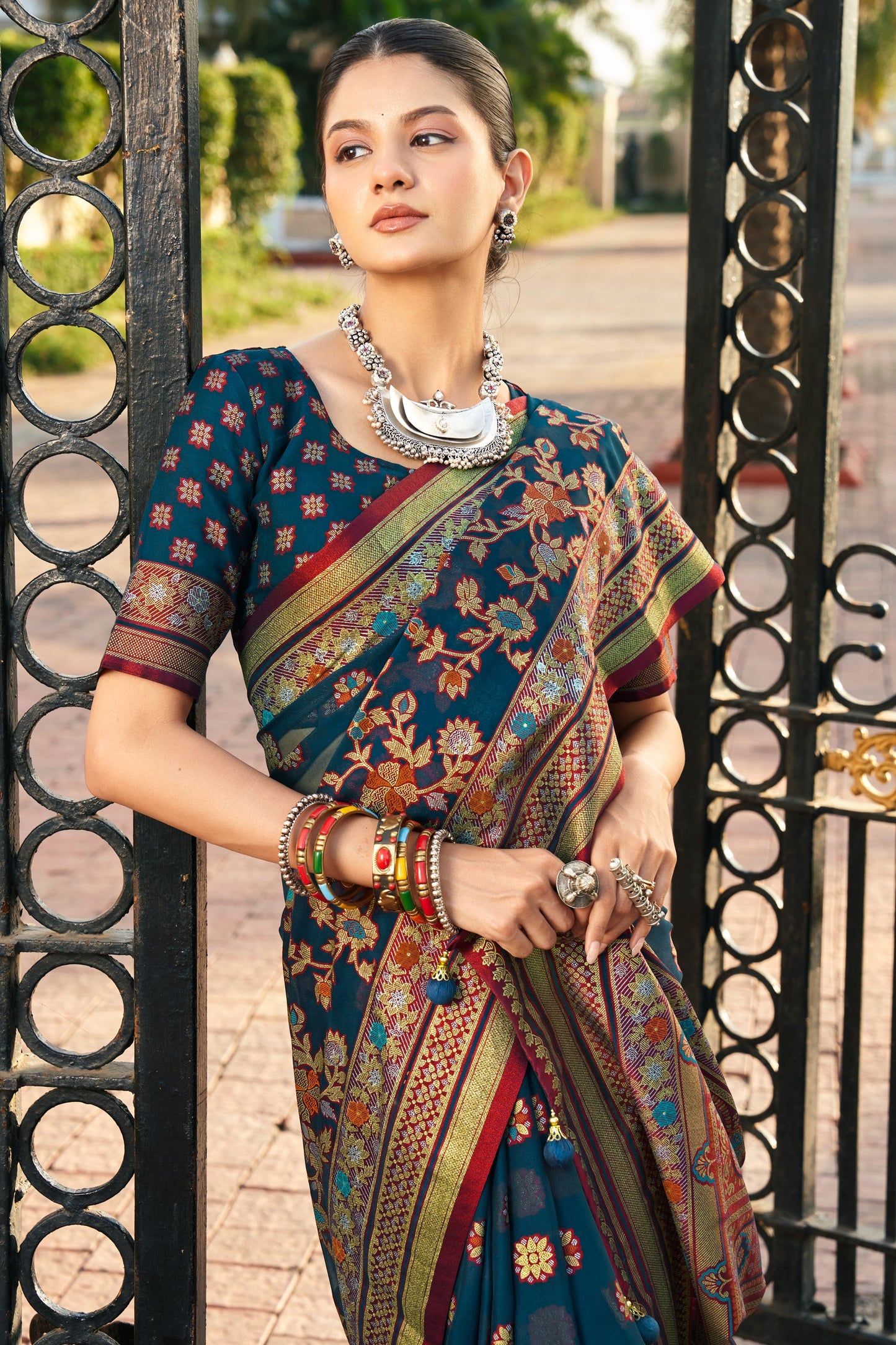 Blue Georgette Brasso Saree-ZB134536_2_SareeButa.com