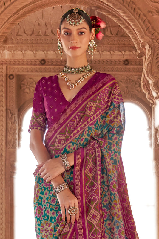 Blue Georgette Patola Saree-ZB134176_2_SareeButa.com