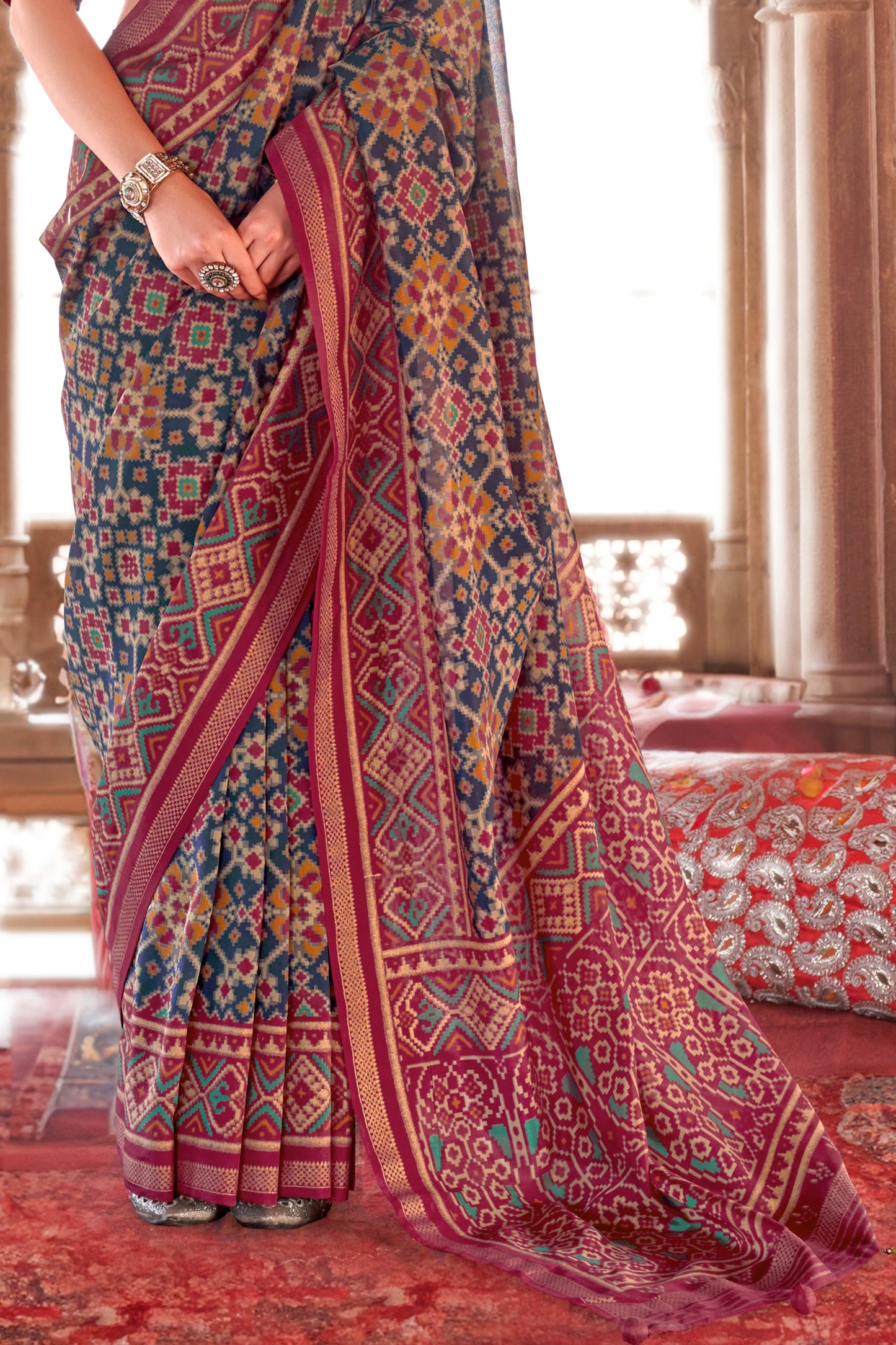 Blue Georgette Patola Saree-ZB134178_4_SareeButa.com