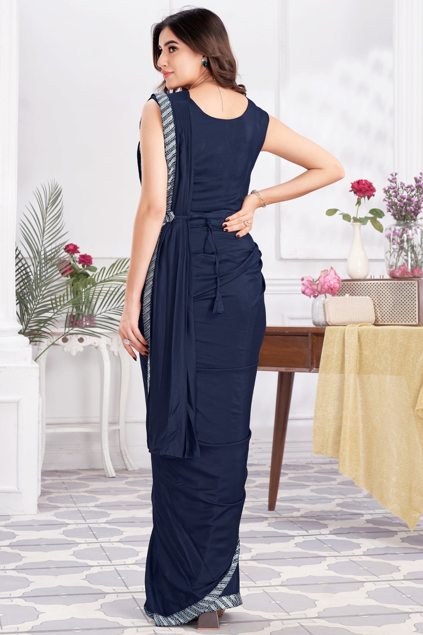 Blue Georgette Readymade Saree With Stitched Blouse-ZB133703_3_SareeButa.com