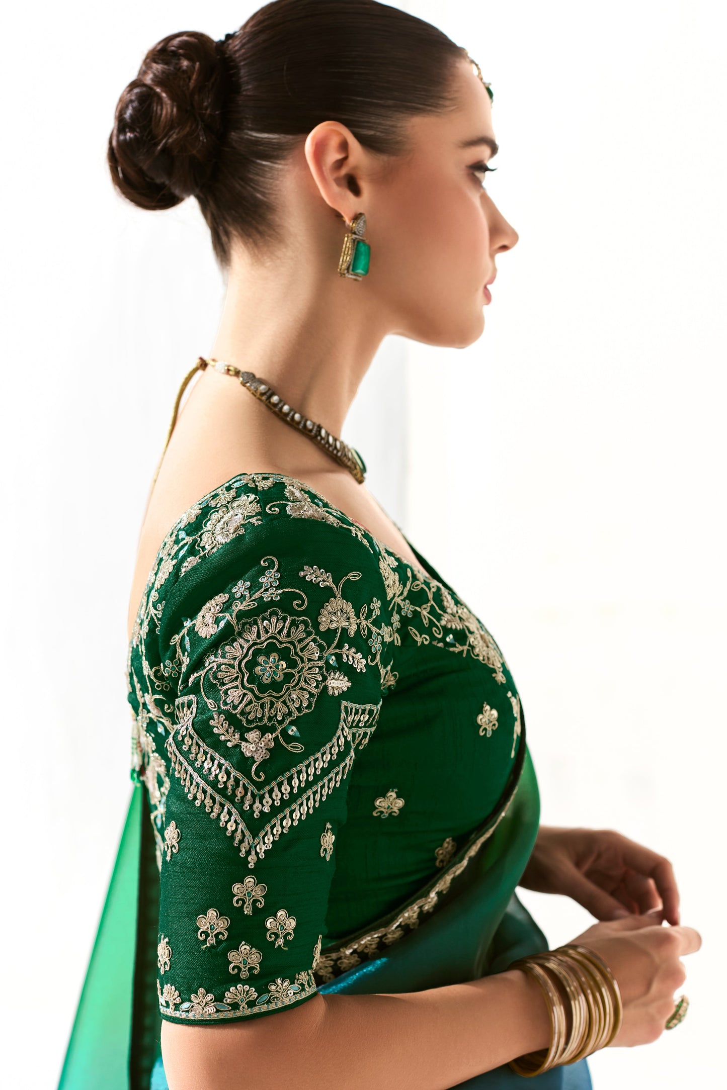 Blue Green Embroidered Organza Tissue Saree-ZB134745_4_SareeButa.com