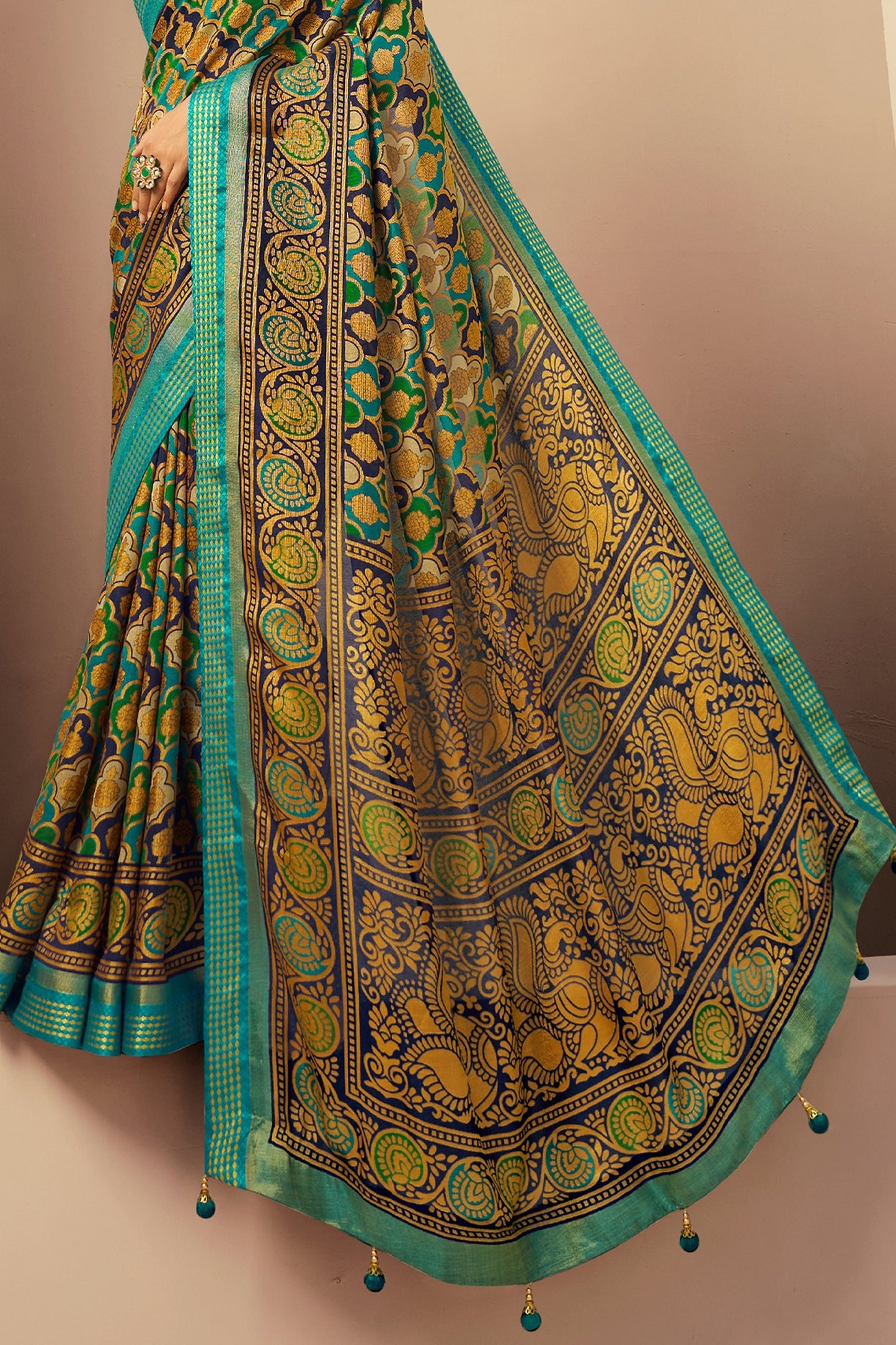 Blue Green Printed Georgette Saree-SAR10124_4_SareeButa.com