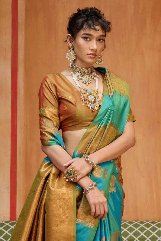 Blue Green Purple Woven Silk Saree-SAR11916_2_SareeButa.com