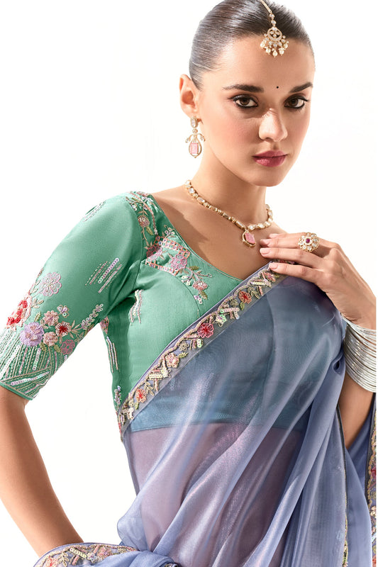 Blue Grey Embroidered Organza Tissue Saree-ZB134748_2_SareeButa.com