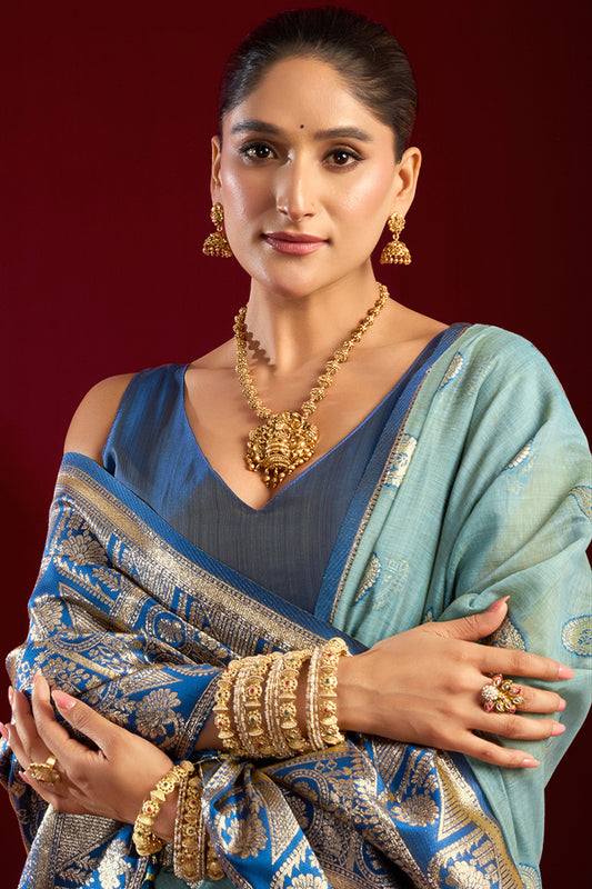 Blue Grey Woven Silk Saree-SAR12631_2_SareeButa.com