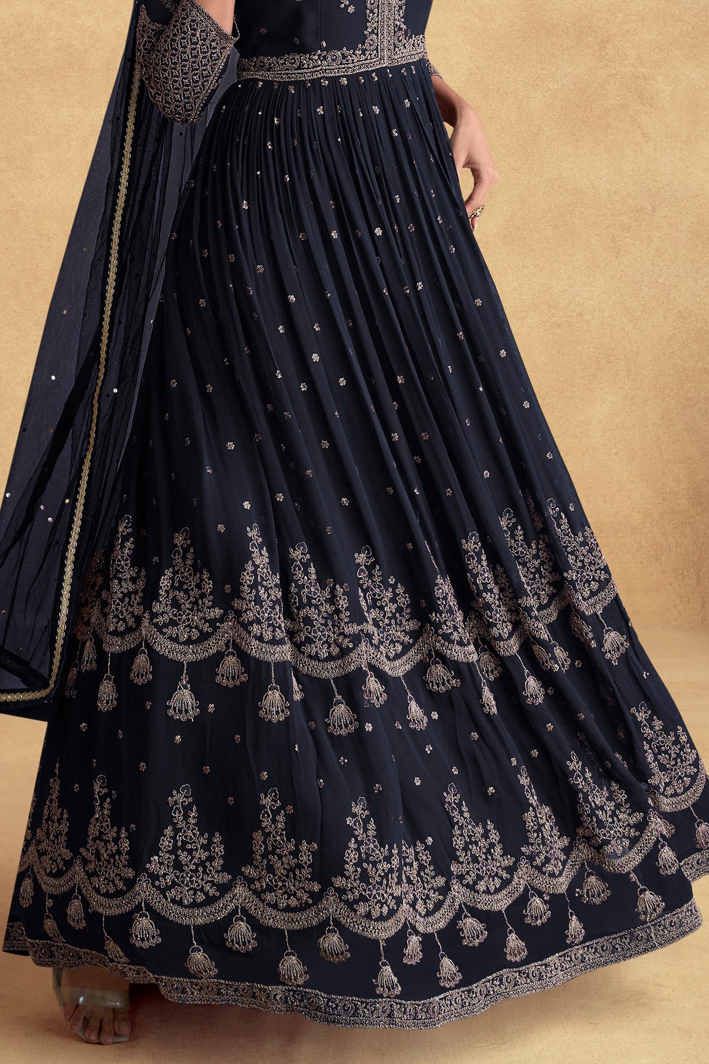 Blue Heavy Work Goergette Gown with Dupatta-SS461_3_SareeButa.com