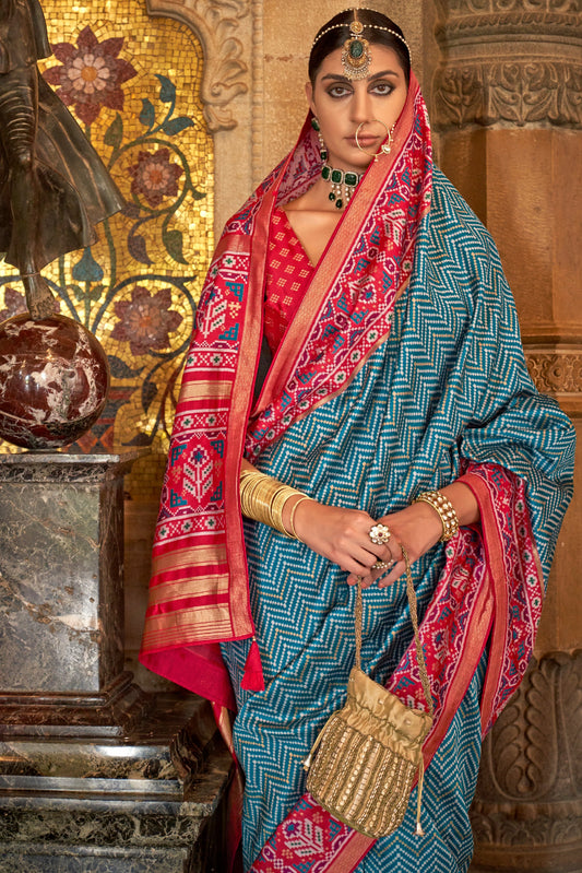 Blue Printed Viscose Silk Saree-ZB133494_2_SareeButa.com