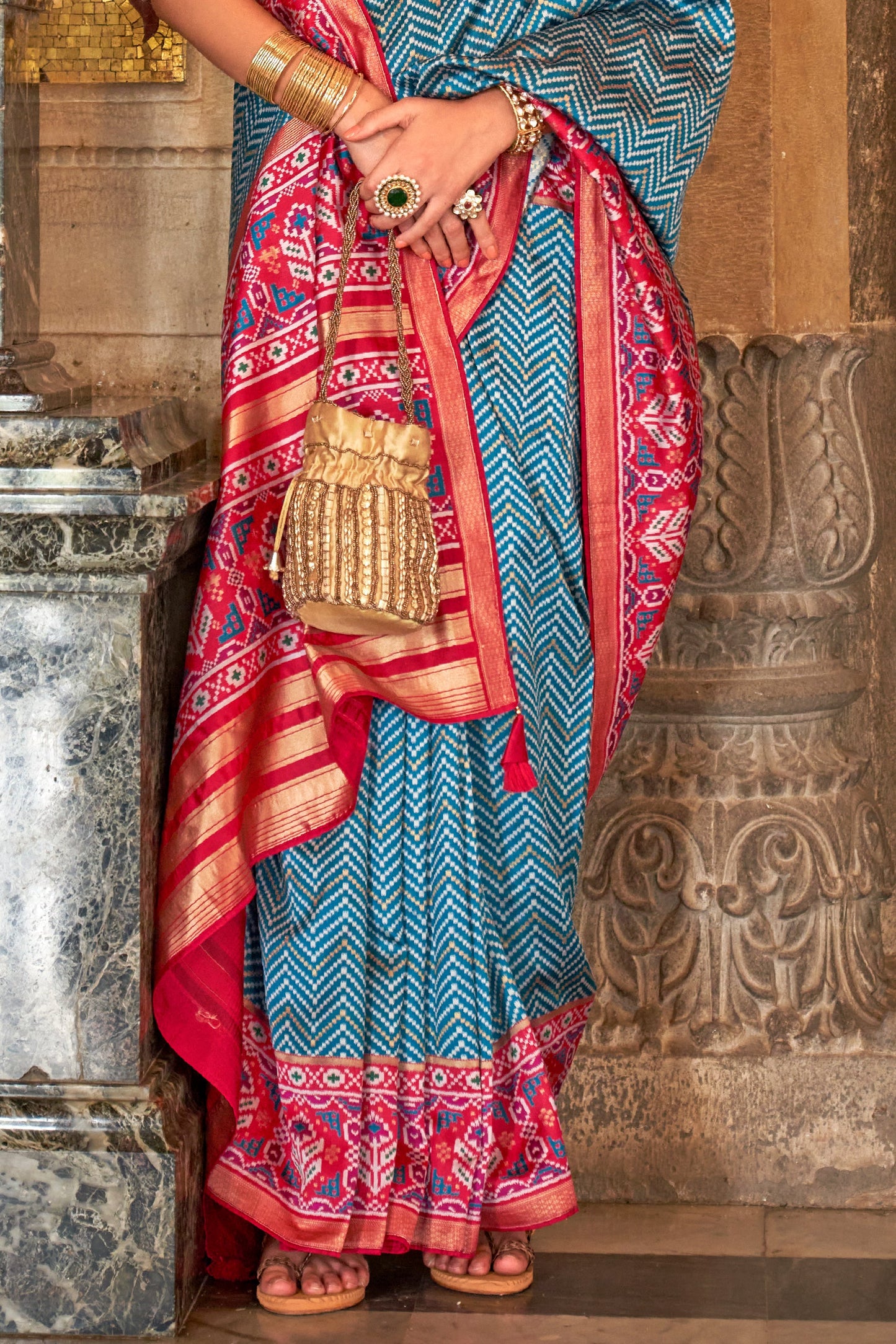 Blue Printed Viscose Silk Saree-ZB133494_4_SareeButa.com