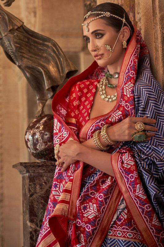 Blue Printed Viscose Silk Saree-ZB133498_2_SareeButa.com