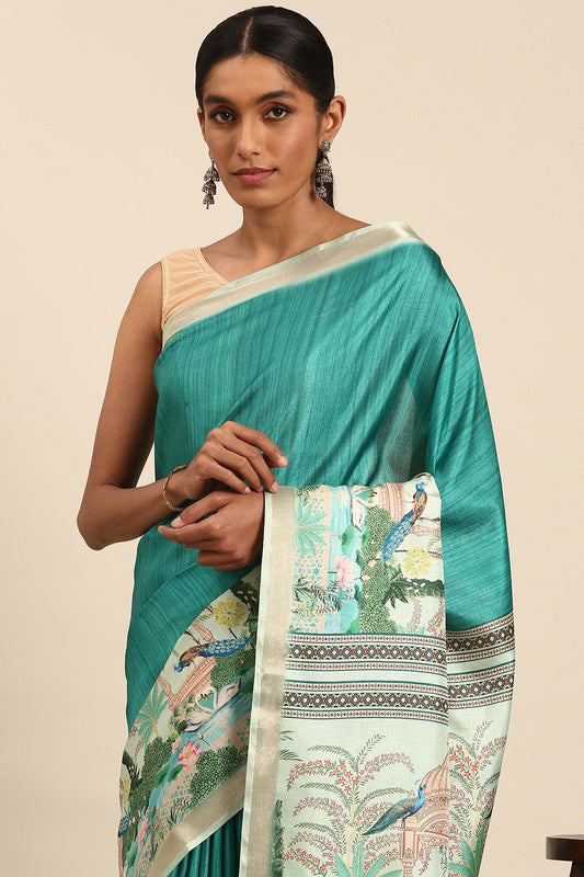 Blue Printed Cotton Saree-ZB133449_2_SareeButa.com