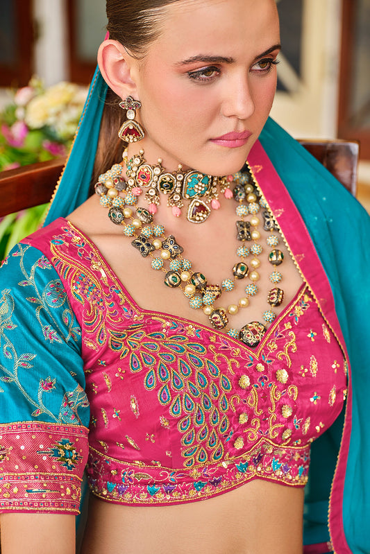 Blue Printed Readymade Silk Lehenga-LC147_2_SareeButa.com