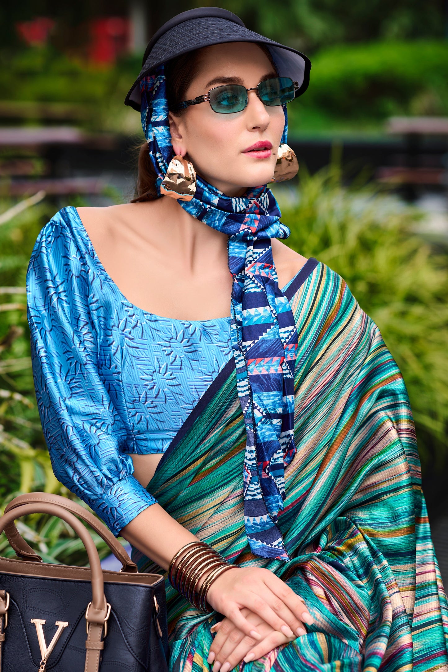 Blue Printed Satin Crepe Saree-ZB134006_4_SareeButa.com