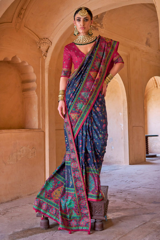 Blue Printed Silk Saree-SAR11259_2_SareeButa.com