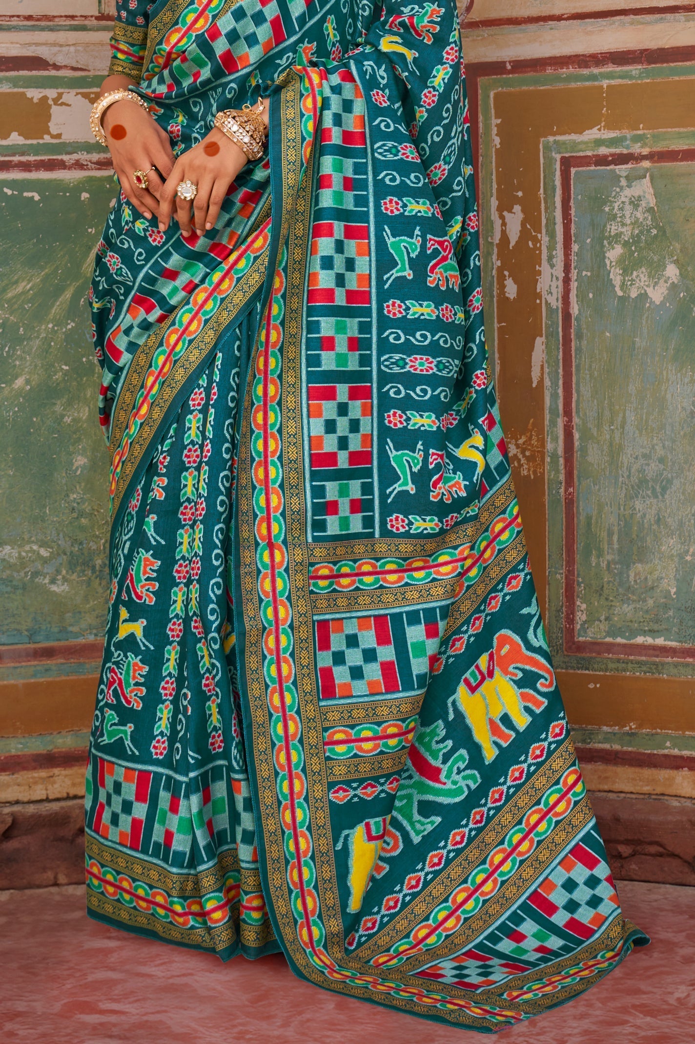 Blue Printed Silk Saree-ZB133428_4_SareeButa.com