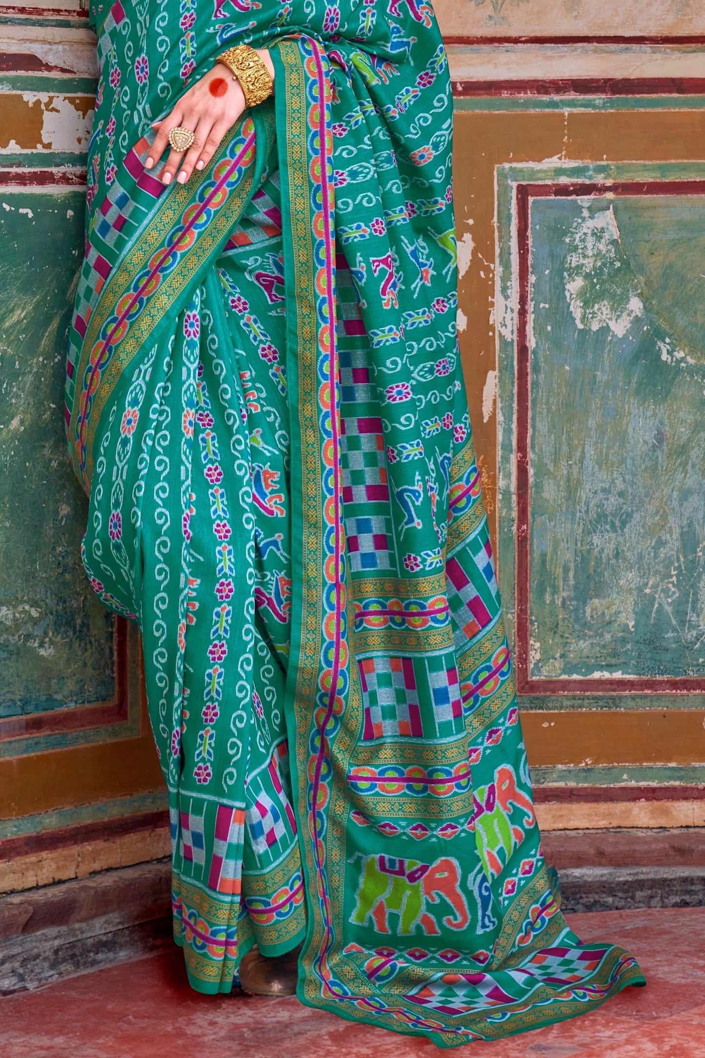 Sea Green Printed Silk Saree-ZB133430_4_SareeButa.com