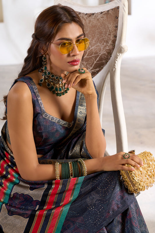 Blue Printed Silk Saree-ZB133771_2_SareeButa.com