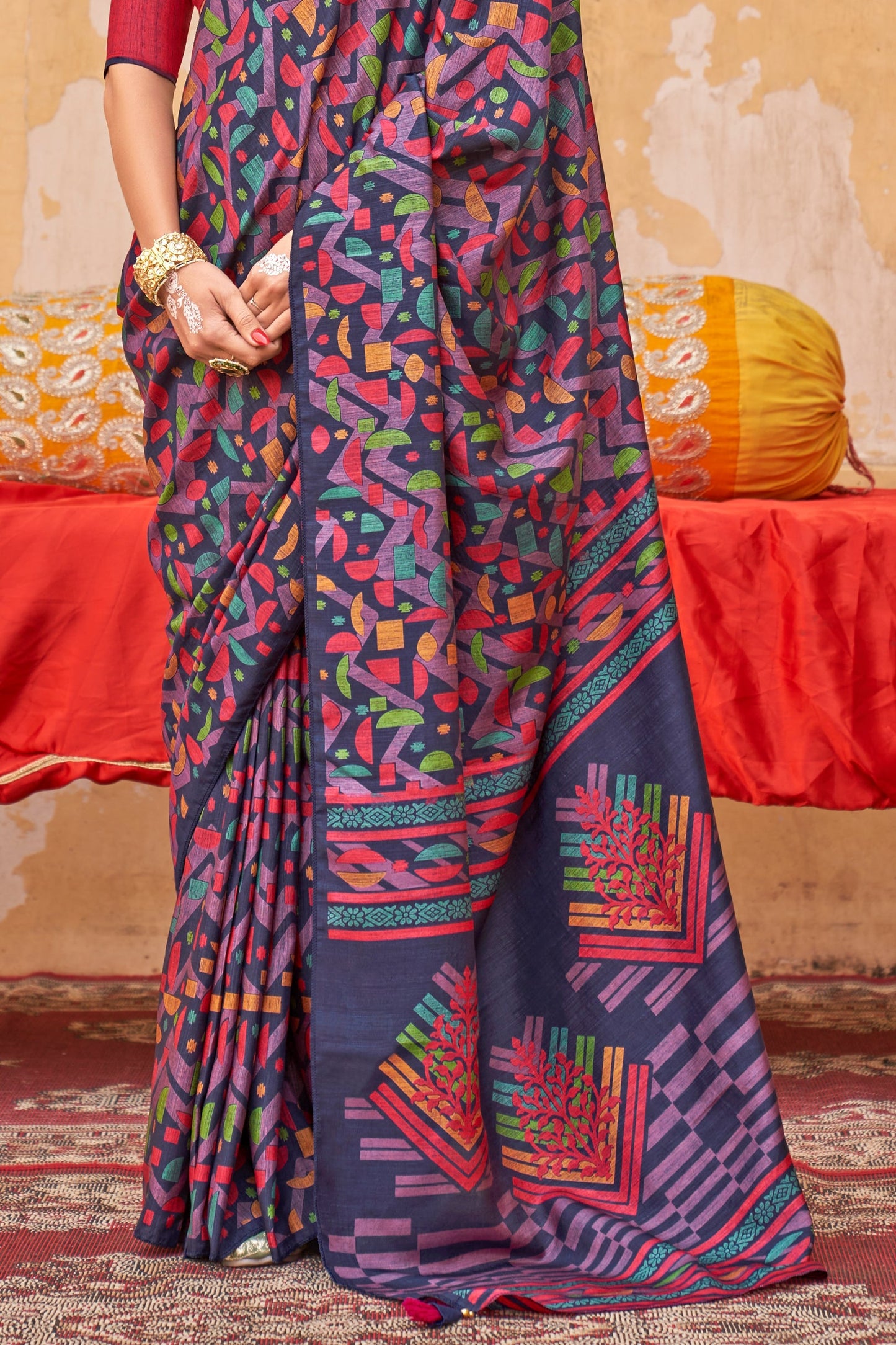 Blue Printed Silk Saree-ZB134543_3_SareeButa.com