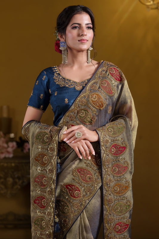 Blue Pure Organza Silk Saree-ZB133979_2_SareeButa.com