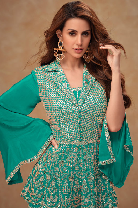 Blue Readymade Chinon Palazzo Set-SS503_2_SareeButa.com