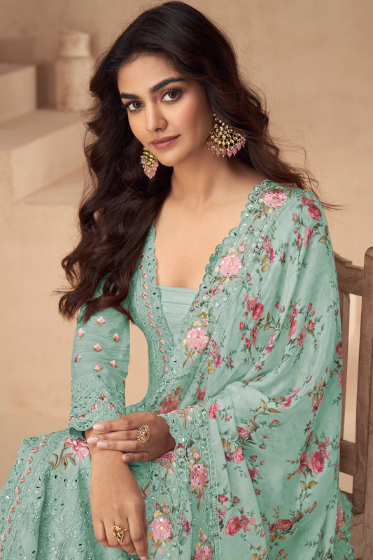 Blue Readymade Chinon Silk Palazzo Suit-SS562_2_SareeButa.com