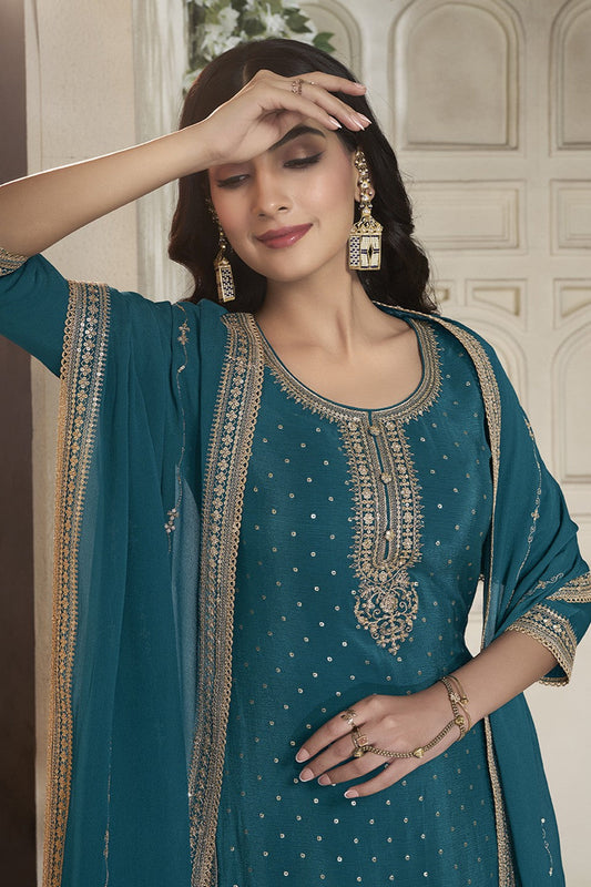 Blue Readymade Chinon Suit-SS354_2_SareeButa.com