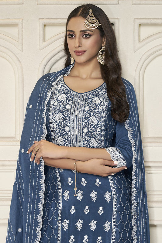 Blue Readymade Chinon Suit-SS361_2_SareeButa.com