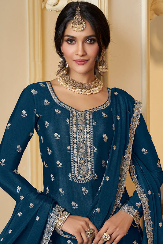 Blue Readymade Chinon Suit-SS379_2_SareeButa.com