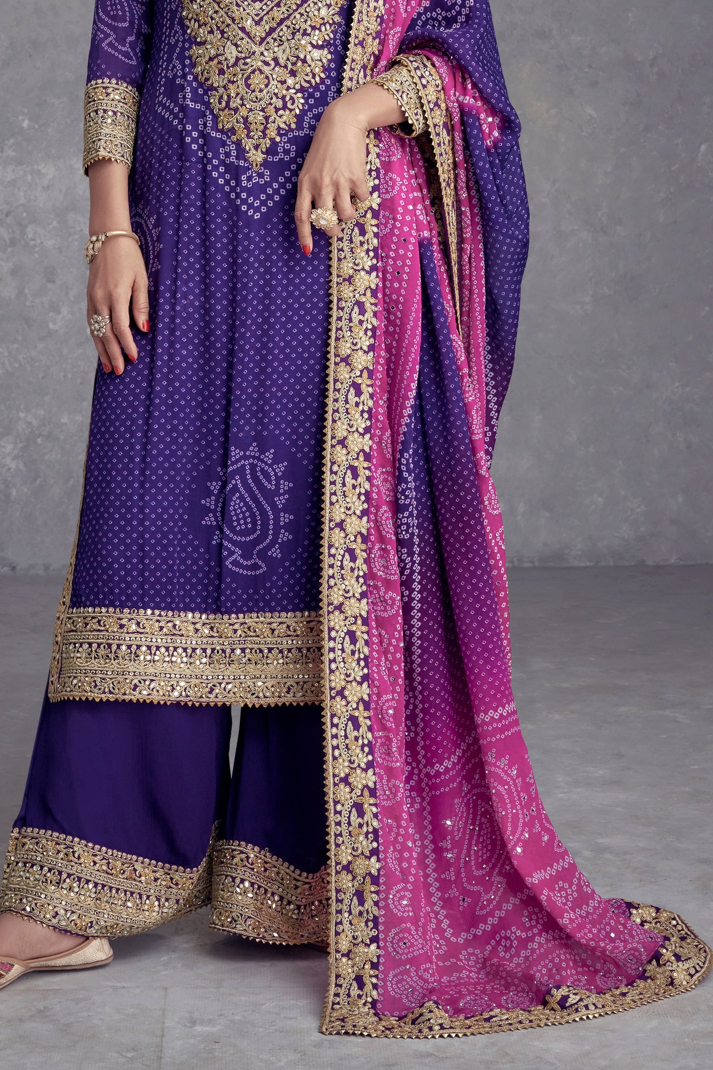 Blue Readymade Chinon Suit With Bandhej Print-SS529_5_SareeButa.com