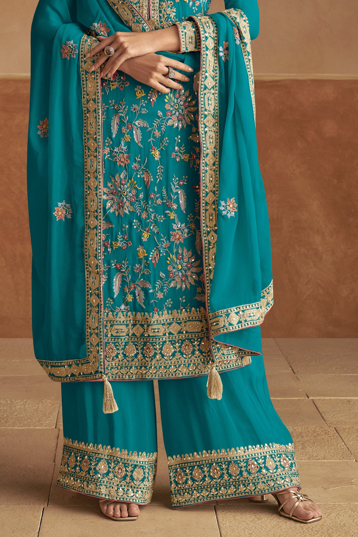 Blue Readymade Embroidered Chinon Suit-SS498_3_SareeButa.com