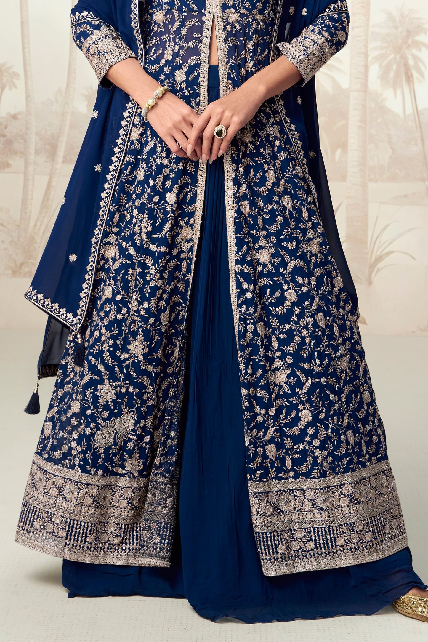 Blue Readymade Georgette Skirt Suit-SS608_3_SareeButa.com