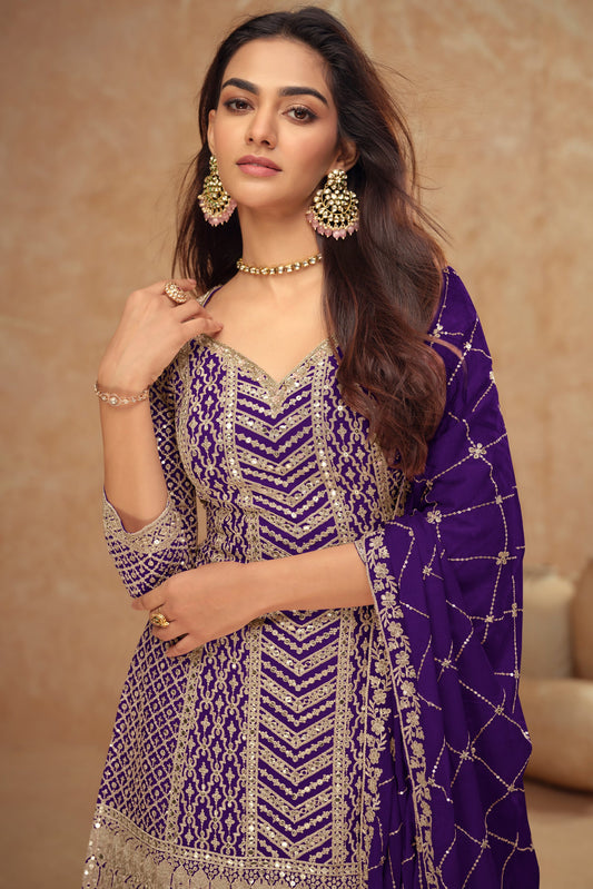 Blue Readymade Heavy Work Chinon Silk Suit-SS537_2_SareeButa.com